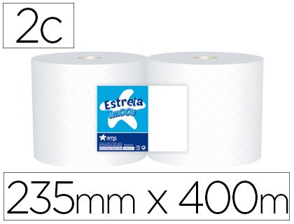 2 rollos papel secamanos industrial Amoos 2 capas 235mm.x400m.